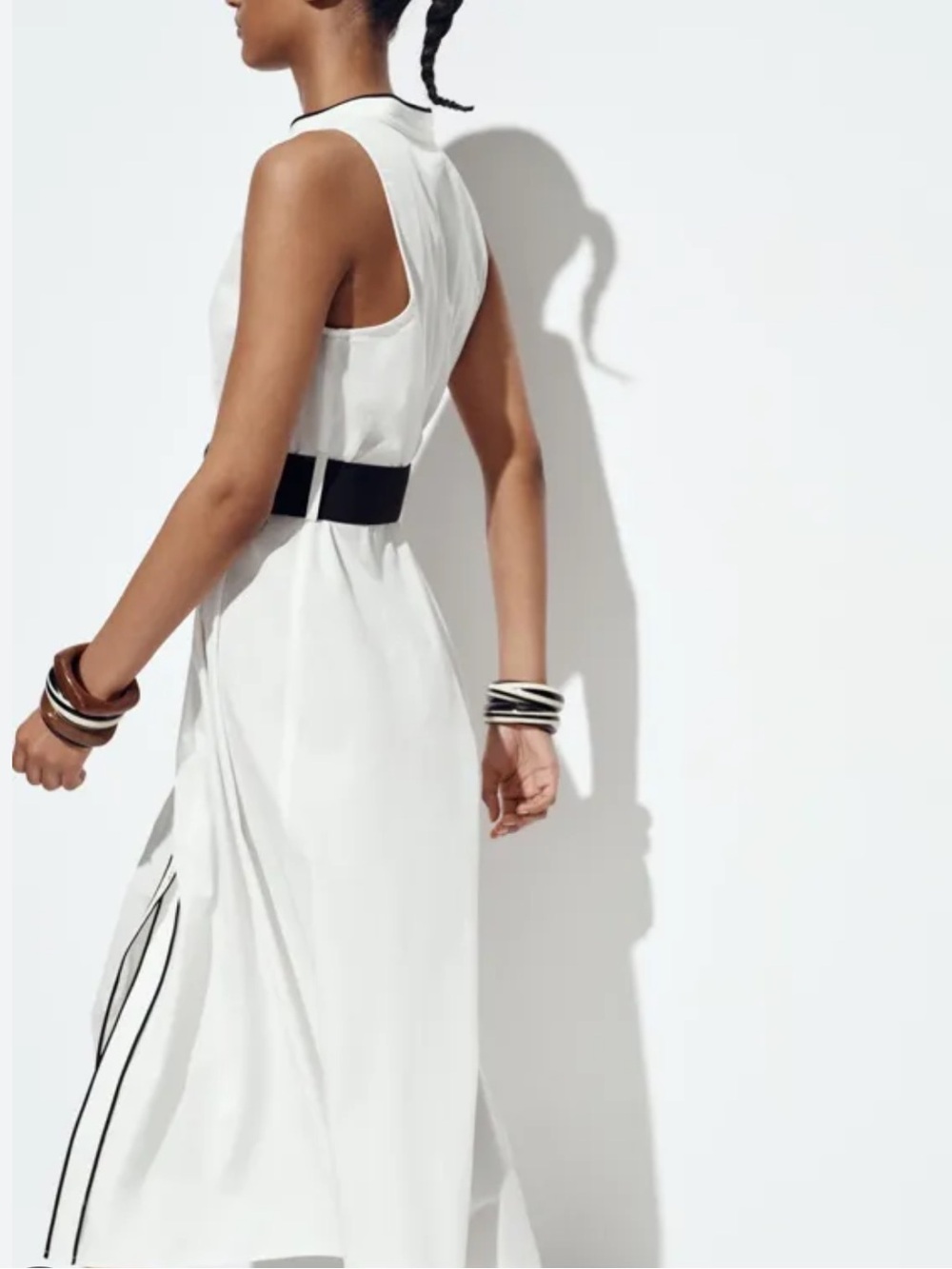 Zara NWT white sleeveless belted midi dress 0387/081 - Picture 4 of 6